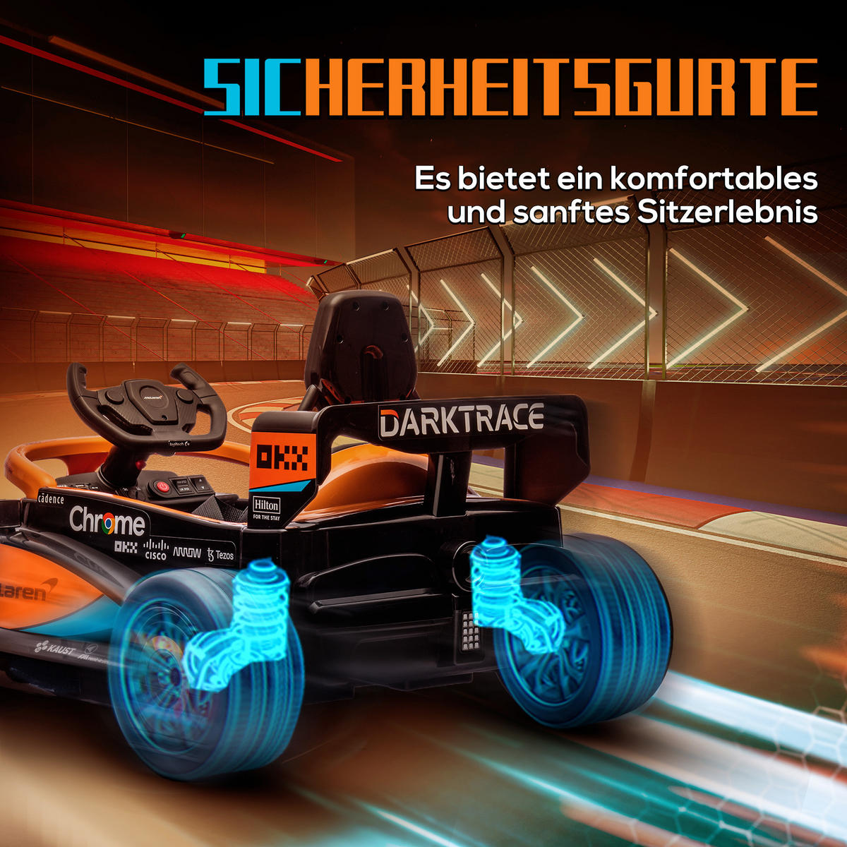 ELEKTROAUTO, Kunststoff, Orange, 115L x 67B x 50H cm - Orange, Kunststoff (115/67/50cm) - AIYAPLAY