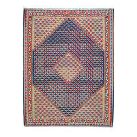 HANDWEBTEPPICH Kelim Senneh Blau 195/152 cm Schurwolle - Blau, Textil (152/195cm) - Looma