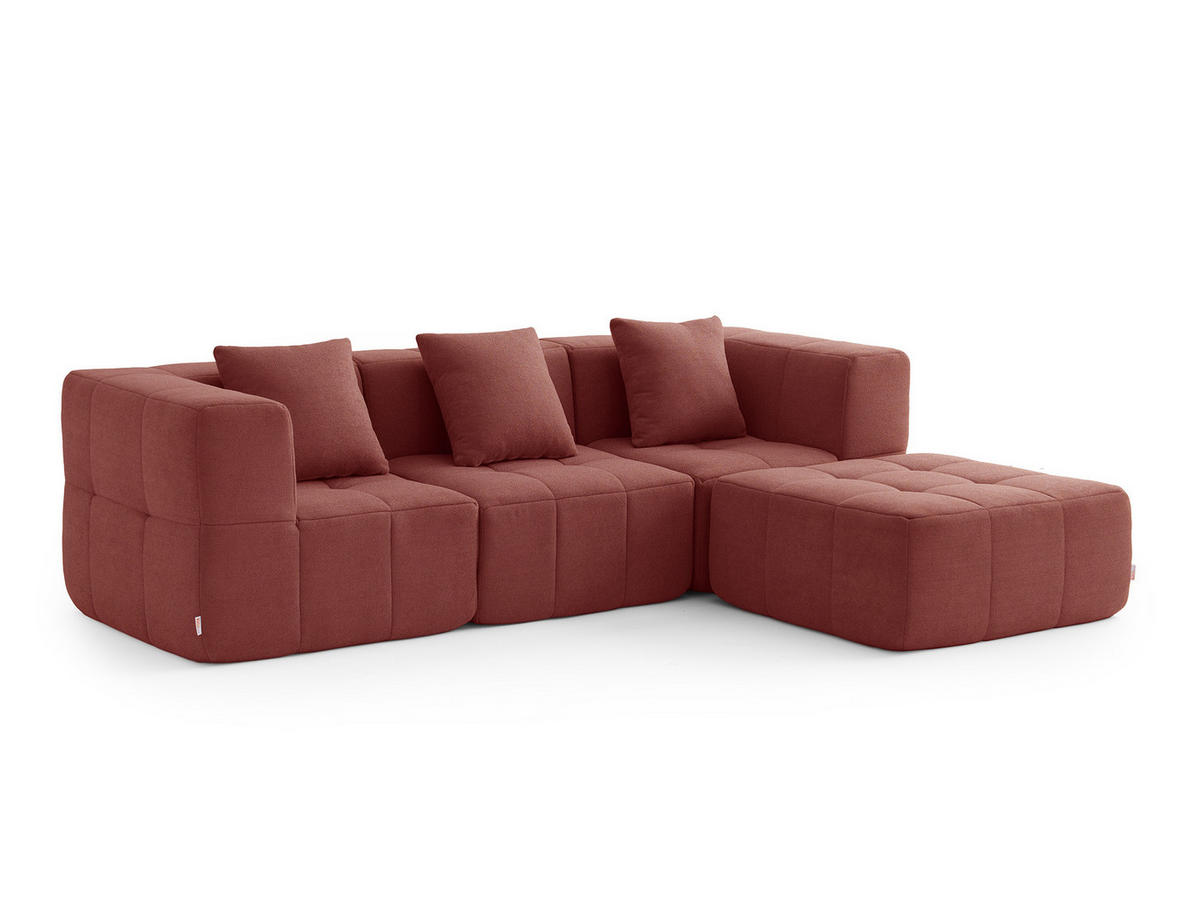 ECKSOFA Bouclé-Stoff Terrakotta-Rot - Terracotta, Textil (260/190cm) - MILYsofa