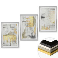 WANDBILDER 3er Set - 40x60 cm Silberner Rahmen - Abstrakte modische Malereimuster - Silberfarben, Kunststoff (40/60cm) - ArtPrintCave