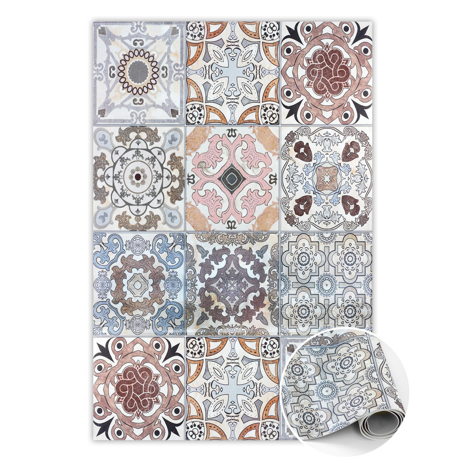 VINYL TEPPICH 150x225 cm Portugiesische Kacheln - Altrosa, Kunststoff (150/225cm) - TULUP