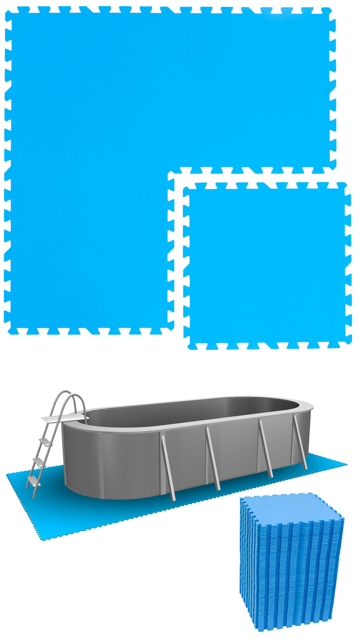 POOLMATTEN 15,9m² 68 EVA Matten 50 cm Blau - Blau, Kunststoff (50/50cm) - eyepower