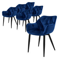 ESSZIMMERSTUHL Samt Dunkelblau 6er Set - Dunkelblau, Metall (67/83/59cm) - ML-DESIGN