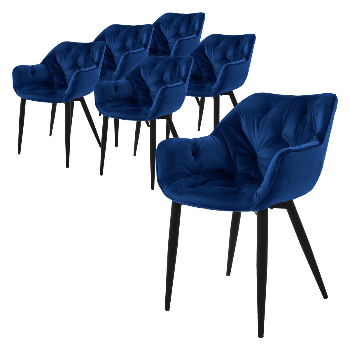 ESSZIMMERSTUHL Samt Dunkelblau 6er Set - Dunkelblau, Metall (67/83/59cm) - ML-DESIGN