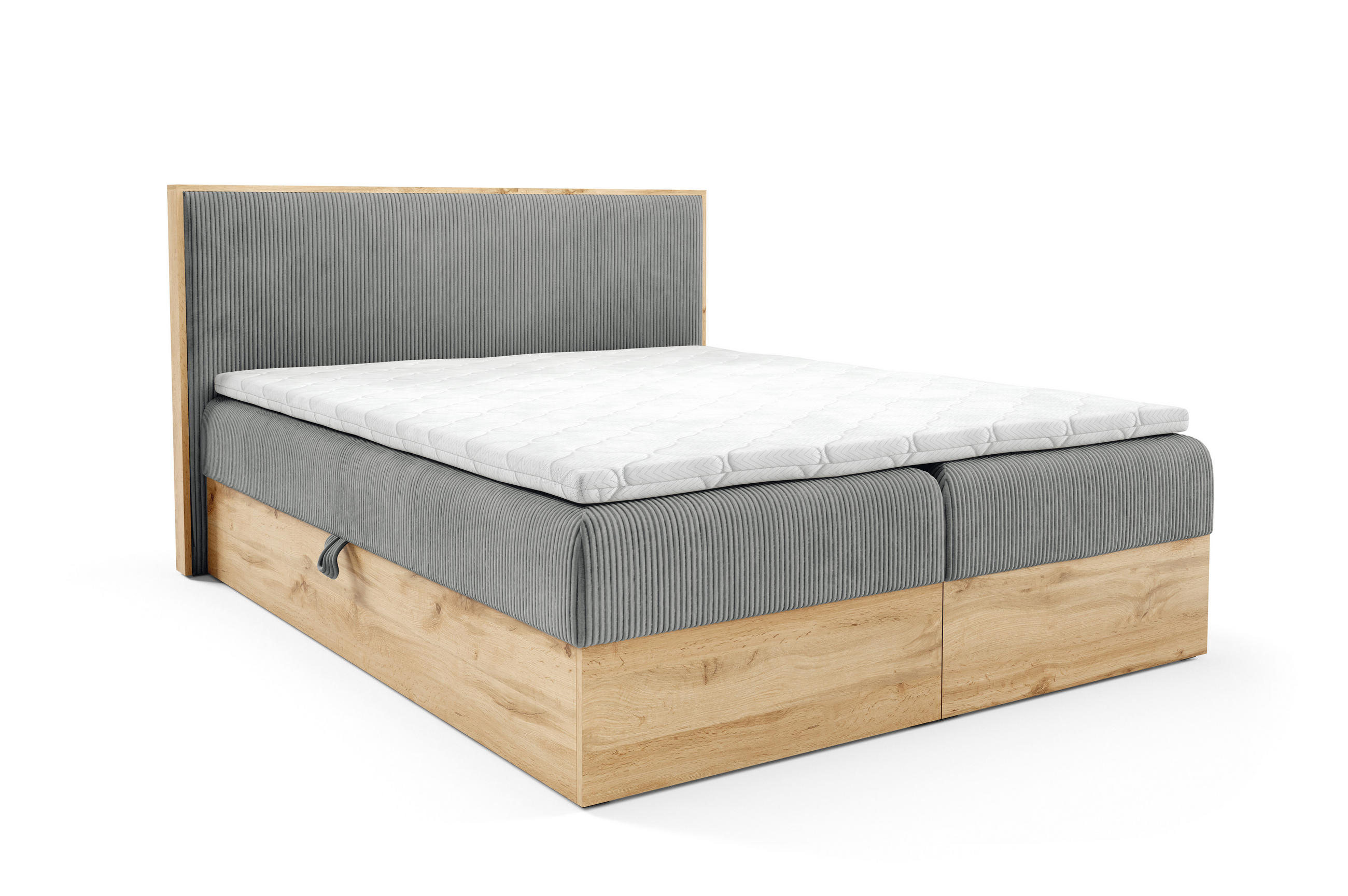 BOXBETT Holzoptik Sonoma mit Topper 120x200 cm Aschgrau - Grau, Textil (120/200cm) - Home Collective