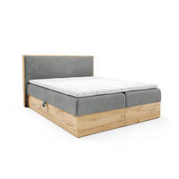 BOXBETT Holzoptik Sonoma mit Topper 160x200 cm Aschgrau - Grau, Textil (160/200cm) - Home Collective
