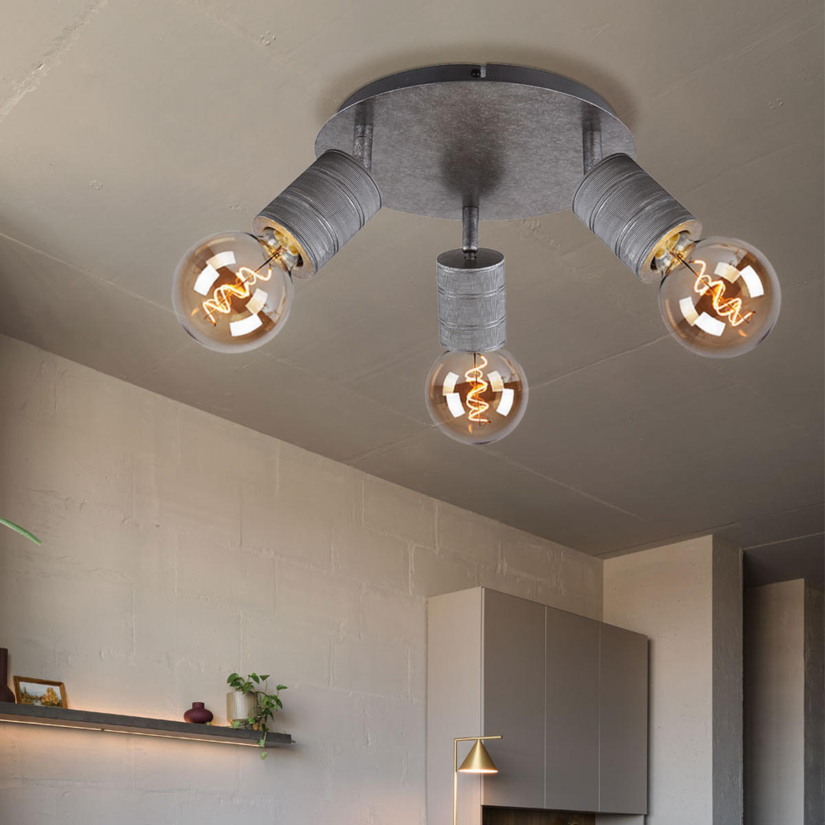 DECKENLEUCHTE Freddy Metall Silber 3 Flammig - Silberfarben, Metall (28/28/16cm) - Globo Lighting