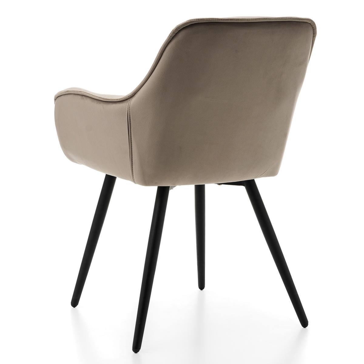 STUHL SIENA gepolstert mit Steppung - dunkelbeige schwarze Beine - Samt Velours - Beige/Schwarz, Textil/Metall (58/87/61cm) - NEW HOME