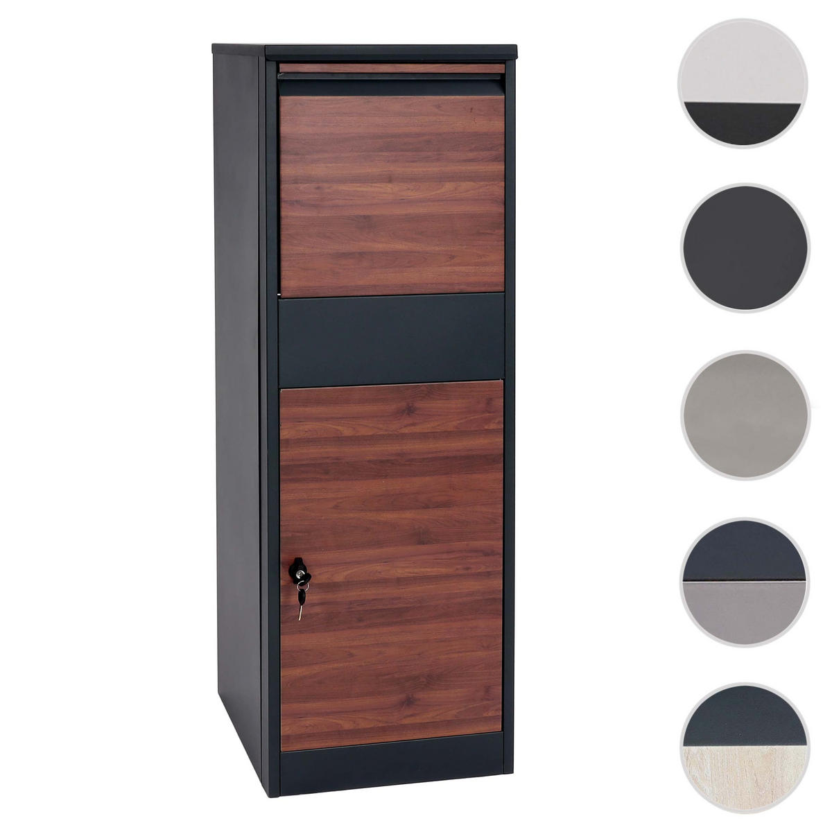 PAKETKASTEN GRÖßE XL rechteckig Anthrazit, Dunkelbraun - Anthrazit/Dunkelbraun, Metall (46/140/45cm) - MCW