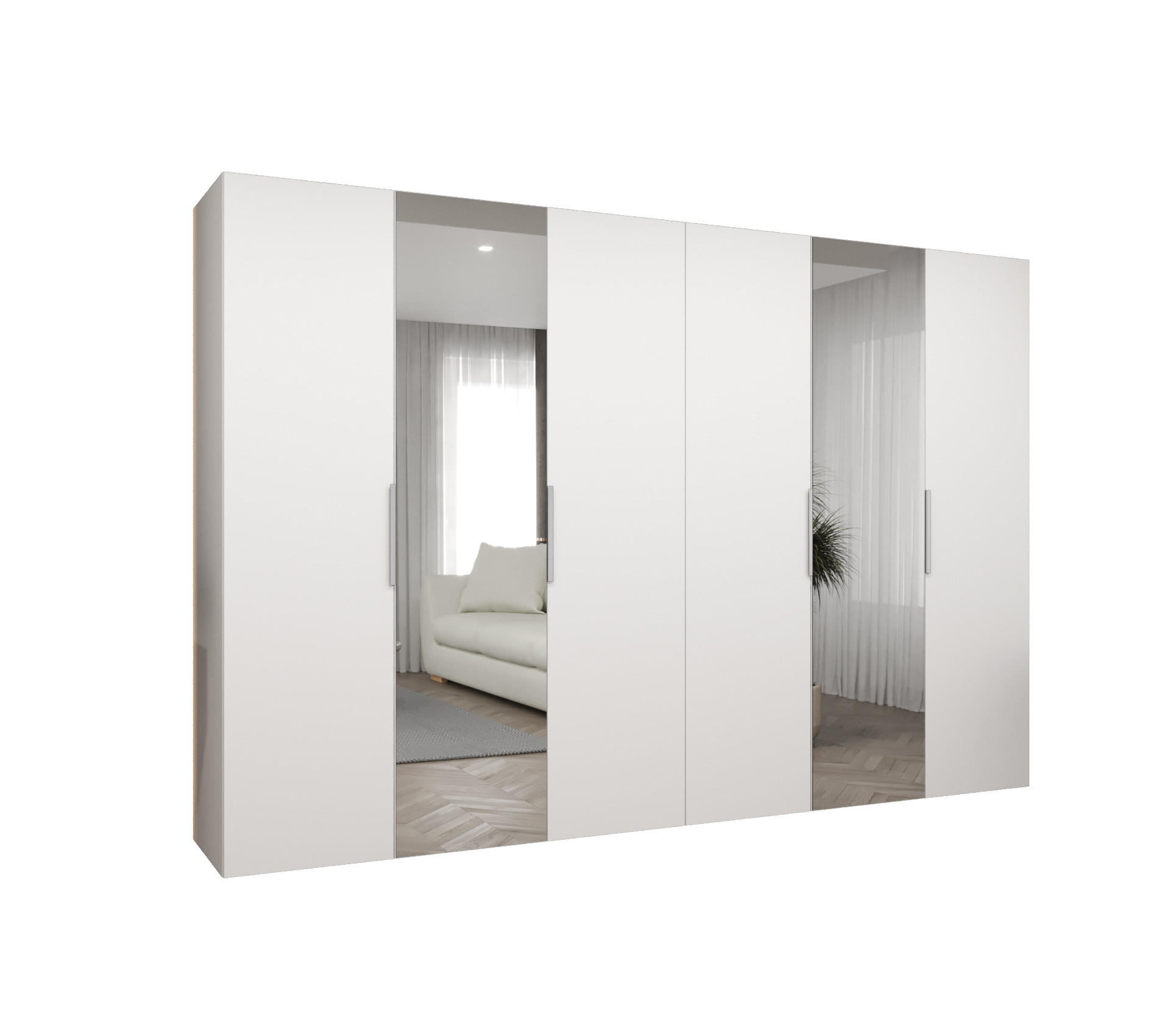 Möbel Kryspol Drehtürenschrank Weiß, Kaschmir 300x202x52 cm