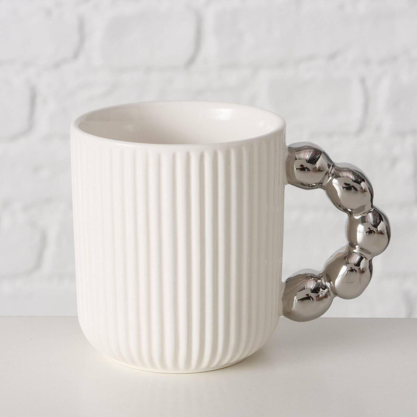 BECHER mit dekorativem Griff Javi - Weiß, Keramik (250L) - Boltze Home