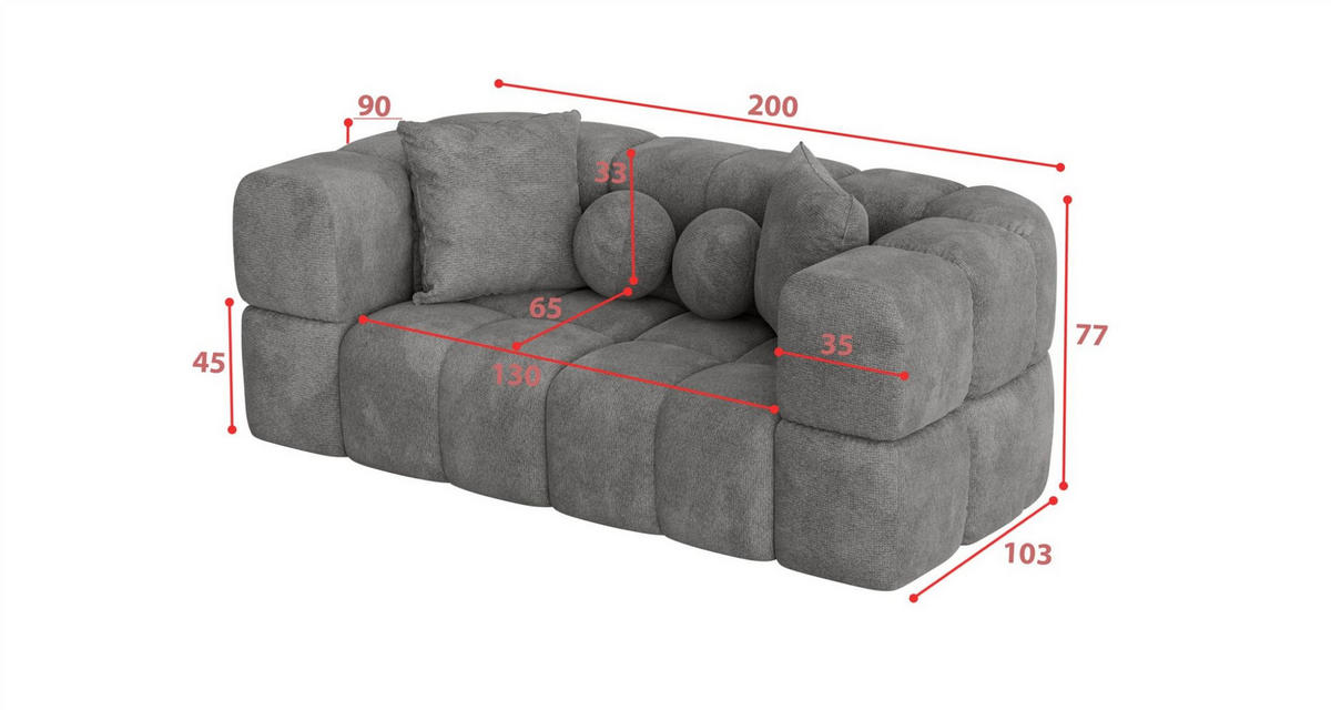 SOFA 2-sitzer Vega - Blau, Holzwerkstoff/Textil (200/77/103cm) - Fun Möbel