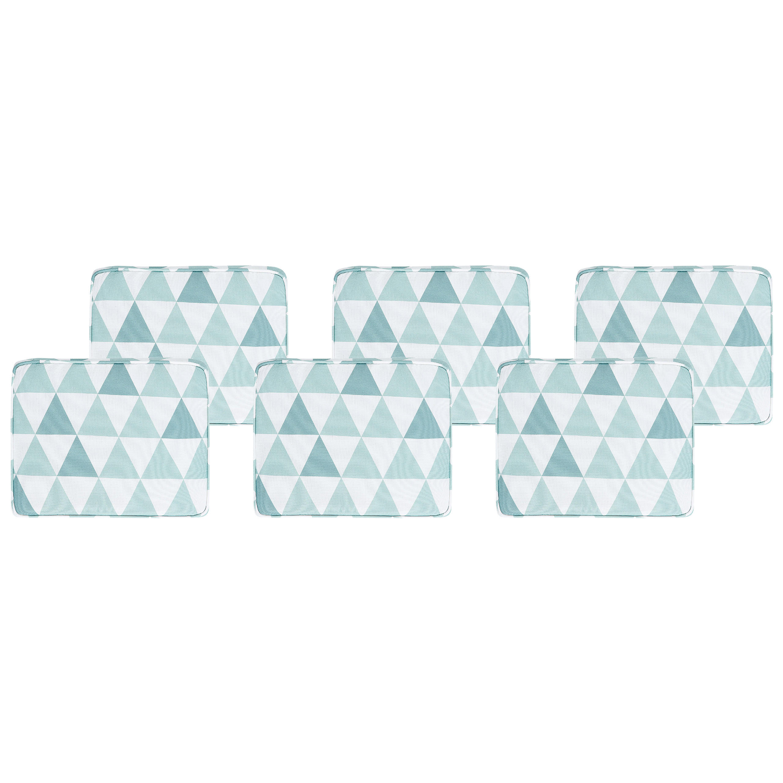 Gartenstuhlkissen 6er-Set Hellblau 39/31 cm Tolve - Blau/Weiß, Textil (39/5/31cm) - Beliani