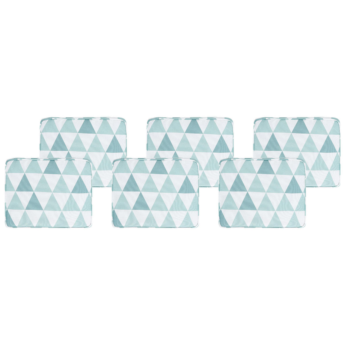 Gartenstuhlkissen 6er-Set Hellblau 39/31 cm Tolve - Blau/Weiß, Textil (39/5/31cm) - Beliani
