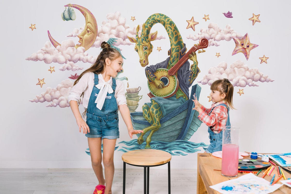 WANDAUFKLEBER 100x137cm - Märchentiere - Multicolor, Kunststoff (100/137/0.1cm) - Wallfluent