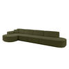 ECKSOFA Ottomane Links MARI-L3-v3 - 402x163x81 cm Grün Bouclé - Schwarz/Grün, Holzwerkstoff/Kunststoff (402/163cm) - ALTDECOR