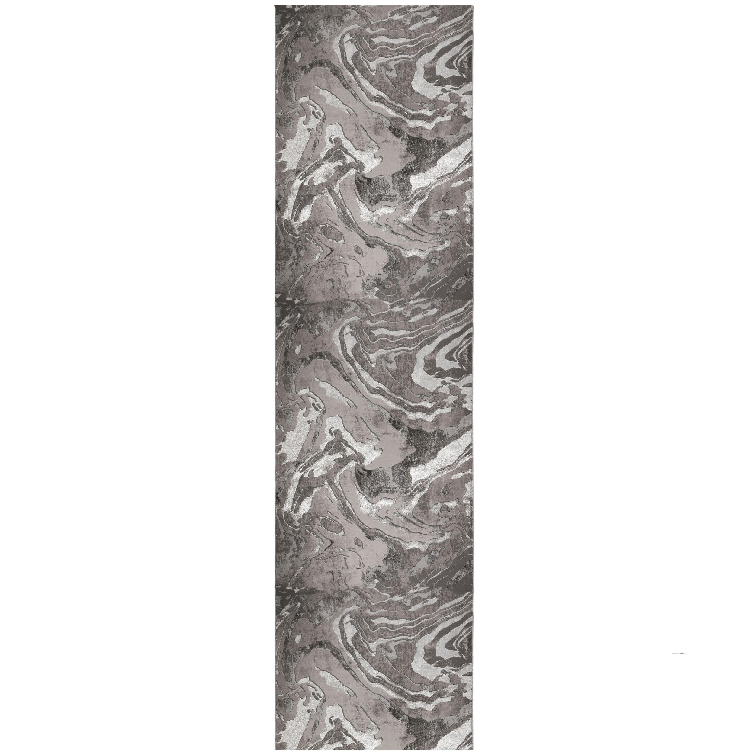 TEPPICH Marmor-Design, metallisch OUSE JOY, Silber 80x300 cm - Silberfarben, Textil (80/300cm) - KADIMA DESIGN