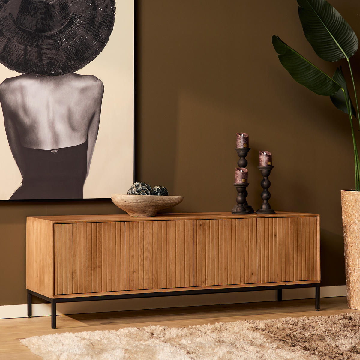 LOWBOARD Dimora Mangoholz 165 cm / 45 cm Natur - Naturfarben, Holz (165/55/45cm) - Villa Möbel