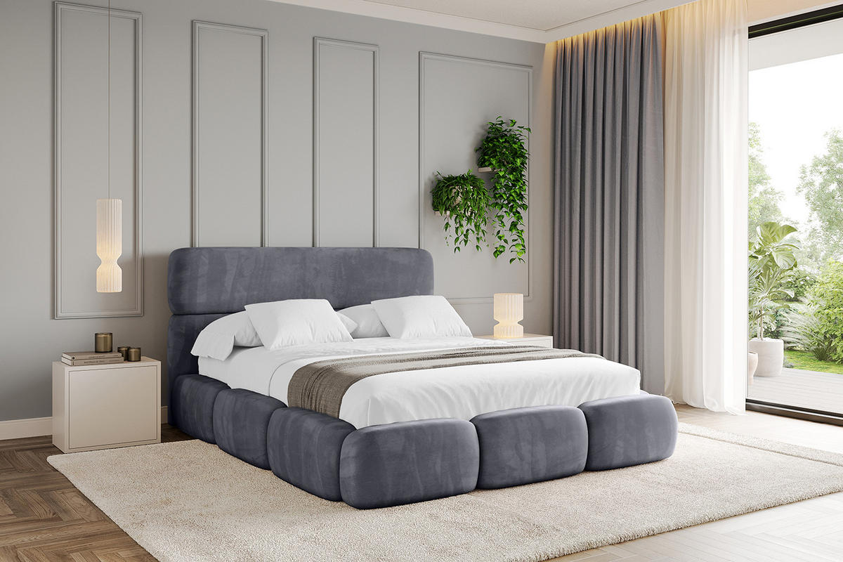 POLSTERBETT mit Bettkasten und Lattenrost, Boxbett ohne Matratze - ELVA 200x200 Dunkelgrau - Dunkelgrau, Holzwerkstoff/Textil (200/200cm) - ALTDECOR