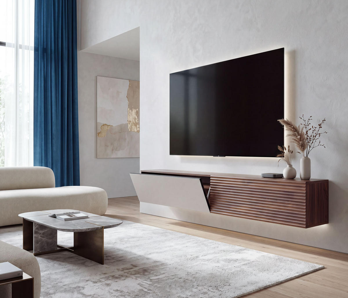 TV-RACK Walnuss Dekor - Walnussfarben, Holz (160/30/30cm) - MCW