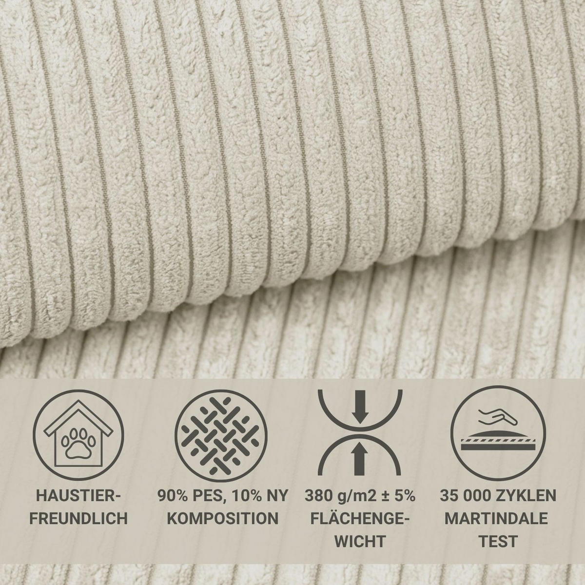 ECKSOFA MIT SCHLAFFUNKTION Maze Creme Samtstoff - Creme/Schwarz, Holz/Holzwerkstoff (294/185cm) - Maison de Reve