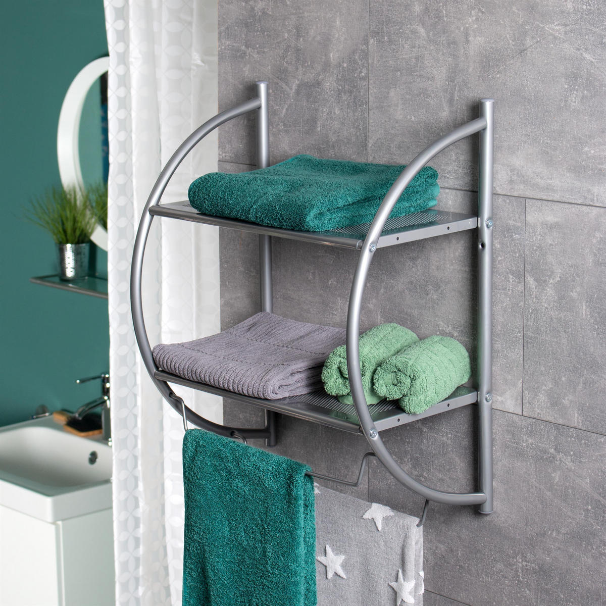 BADEZIMMERREGAL, grau, Metall - Grau, Metall (44.5/54.5/25cm) - bremermann