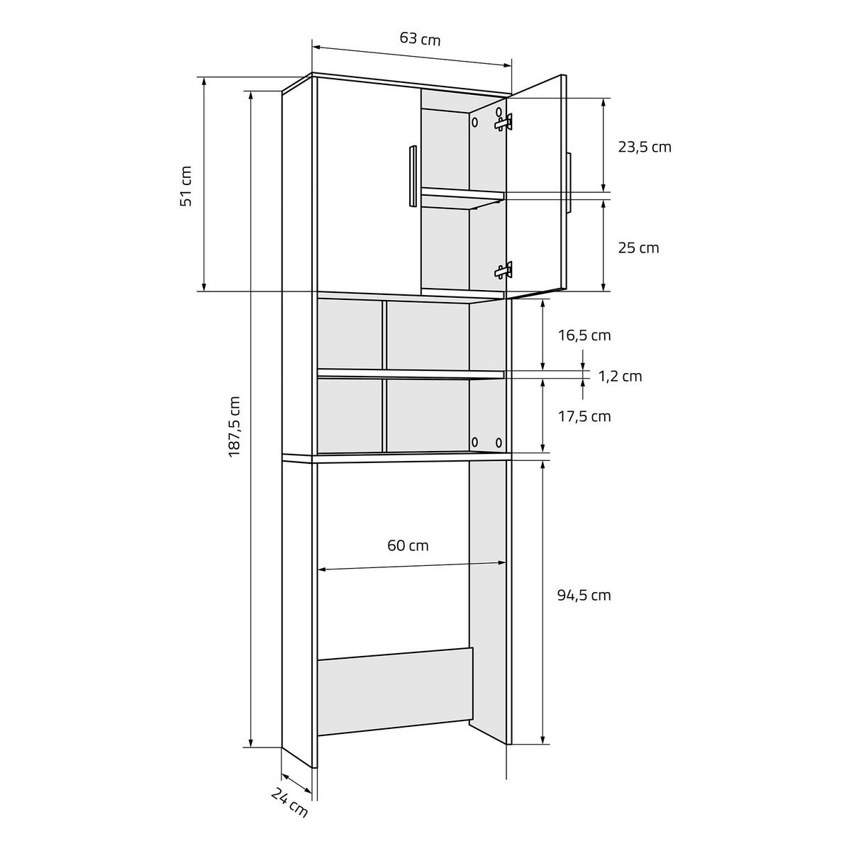 WASCHMASCHINENSCHRANK - Braun, Holzwerkstoff (25/190/63cm) - ML-DESIGN