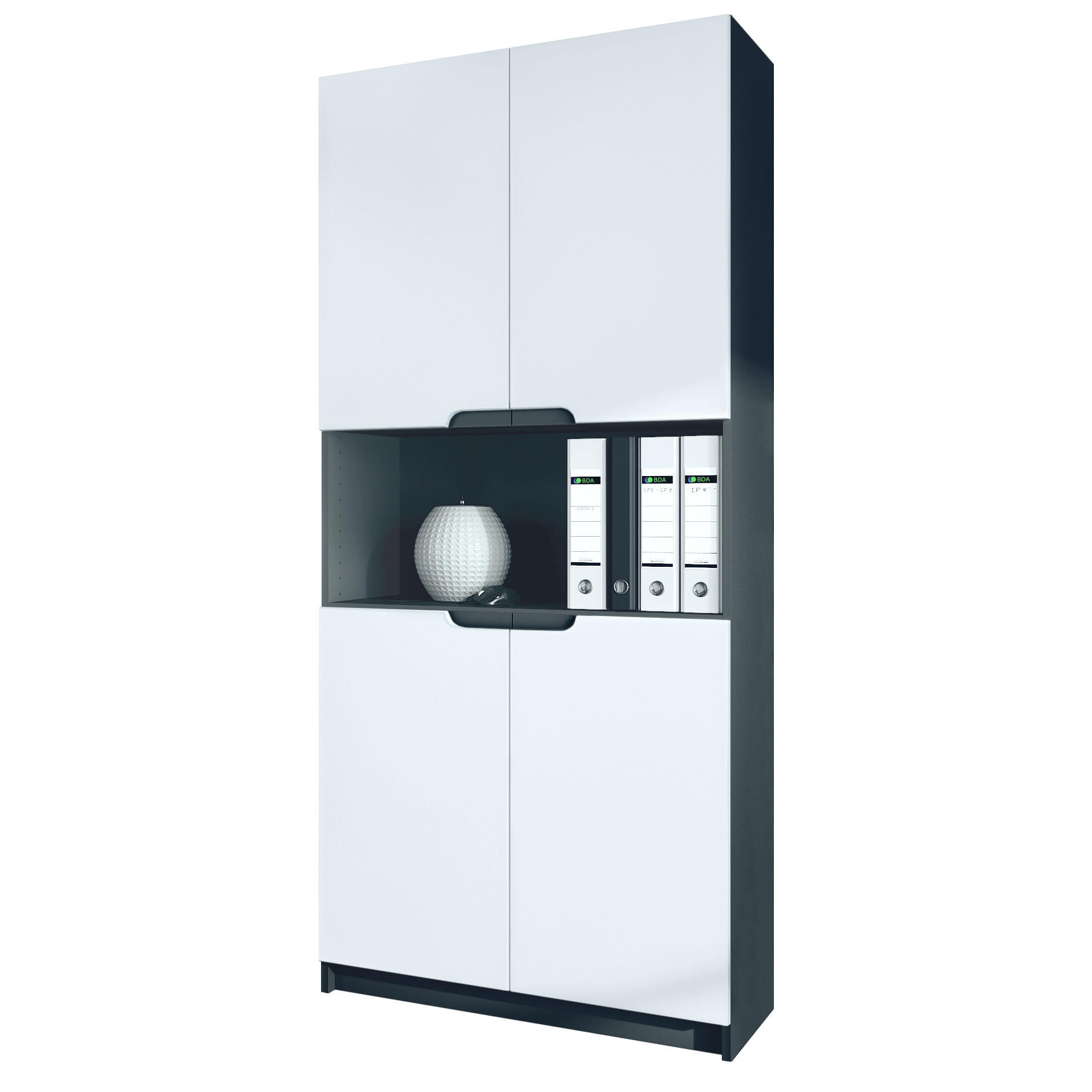 BÜROSCHRANK Logan Fronten in Weiß matt - Weiß, Holzwerkstoff (82/184/37cm) - Vladon