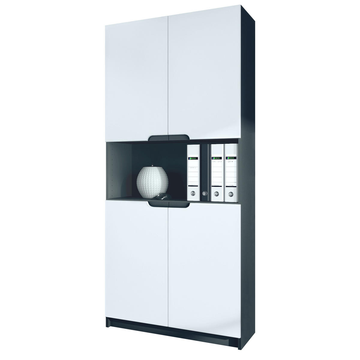 BÜROSCHRANK Logan Fronten in Weiß matt - Weiß, Holzwerkstoff (82/184/37cm) - Vladon