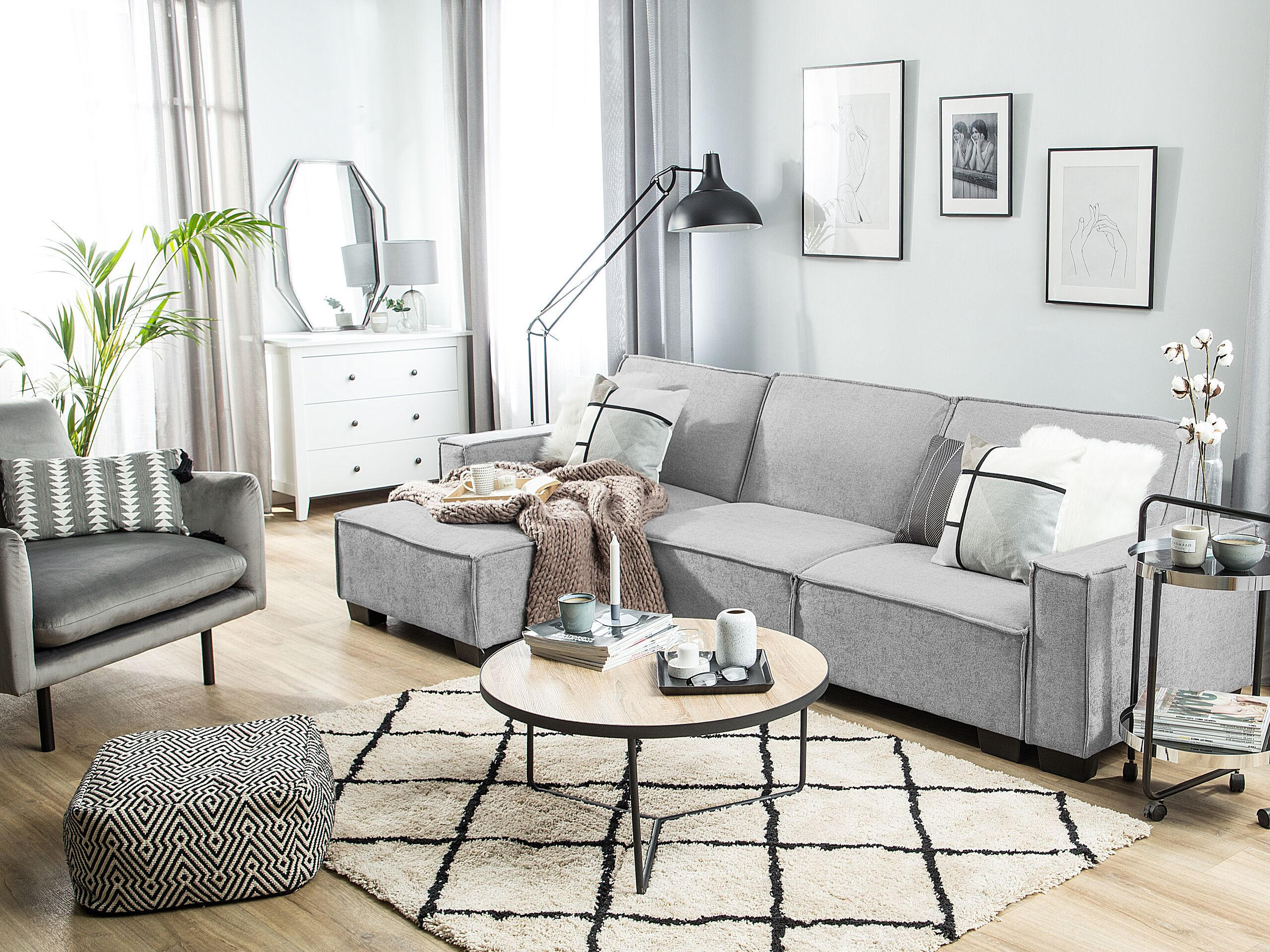 ECKSOFA Polsterbezug Hellgrau linksseitig Romedal - Hellgrau, Textil (290/173cm) - Beliani