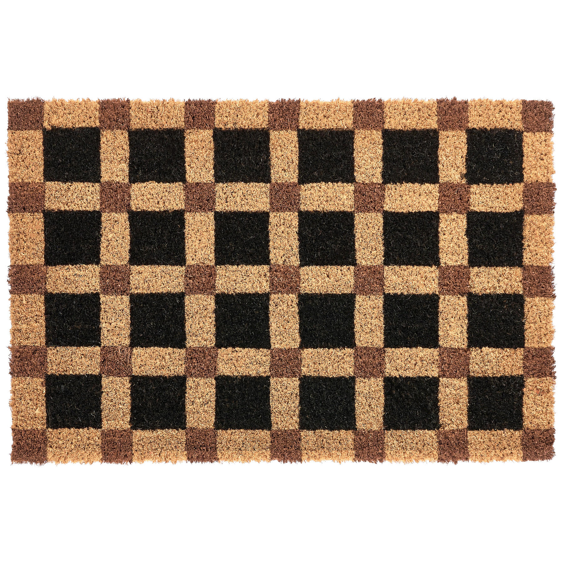 FUSSMATTE Beige/Schwarz 60/90 cm Kokosfasern Villasis - Beige, Textil (60/90cm) - Beliani
