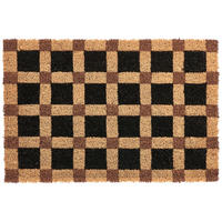 FUSSMATTE Beige/Schwarz 60/90 cm Kokosfasern Villasis - Beige, Textil (60/90cm) - Beliani