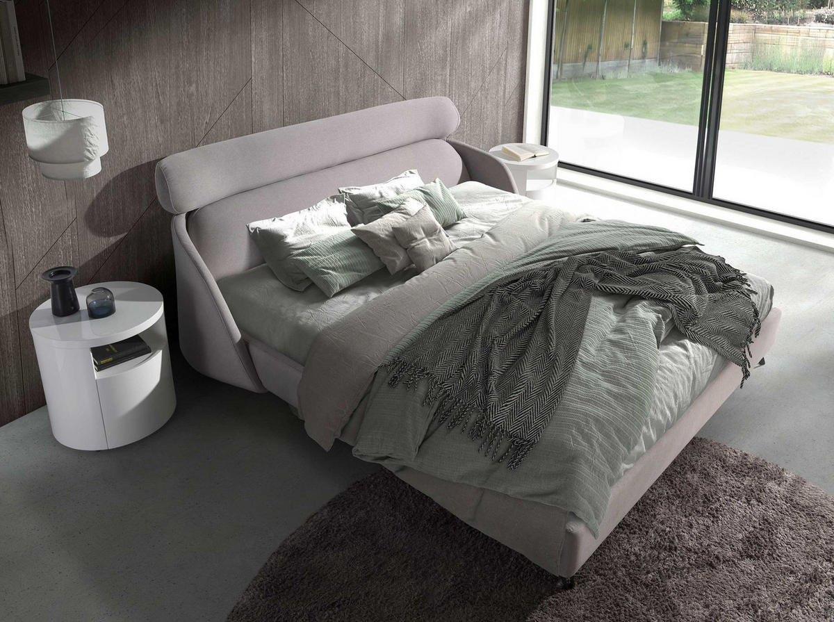 BETT Bett aus hellgrauem Stoff 207/250/102 cm - Hellgrau/Schwarz, Textil (180/200cm) - ANGEL CERDA