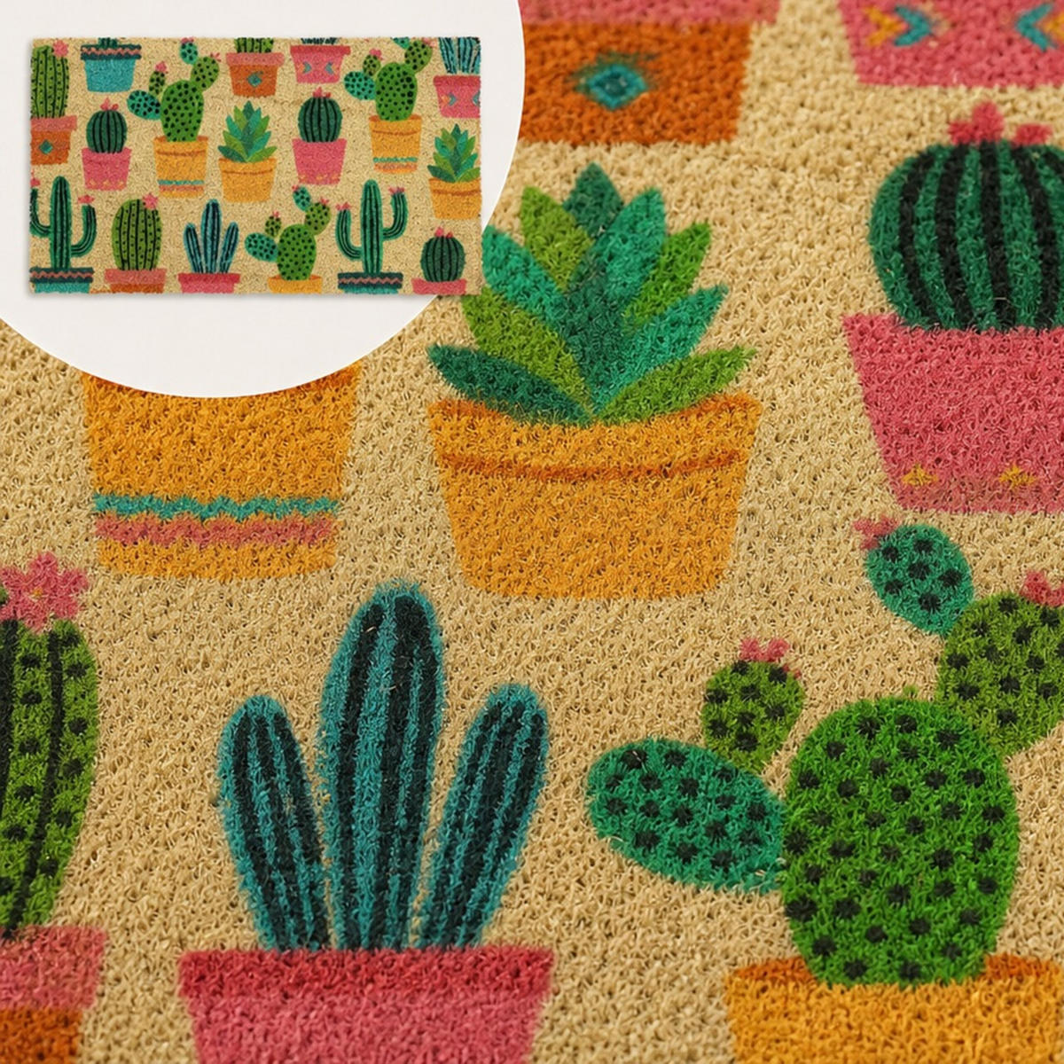 FUSSMATTE Mehrfarbig Kokosfaser rutschfest 75x42 cm - Multicolor, Kunststoff/Textil (75/42cm) - Relaxdays