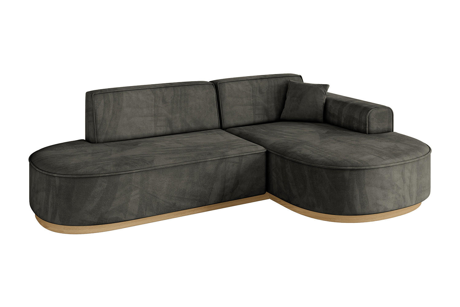 ECKSOFA Ottomane Rechts MARI-L1-v2 - 243x171x83 cm Schwarz Velours - Schwarz, Holzwerkstoff/Textil (171/243cm) - ALTDECOR