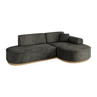 ECKSOFA Ottomane Rechts MARI-L1-v2 - 243x171x83 cm Schwarz Velours - Schwarz, Holzwerkstoff/Textil (171/243cm) - ALTDECOR