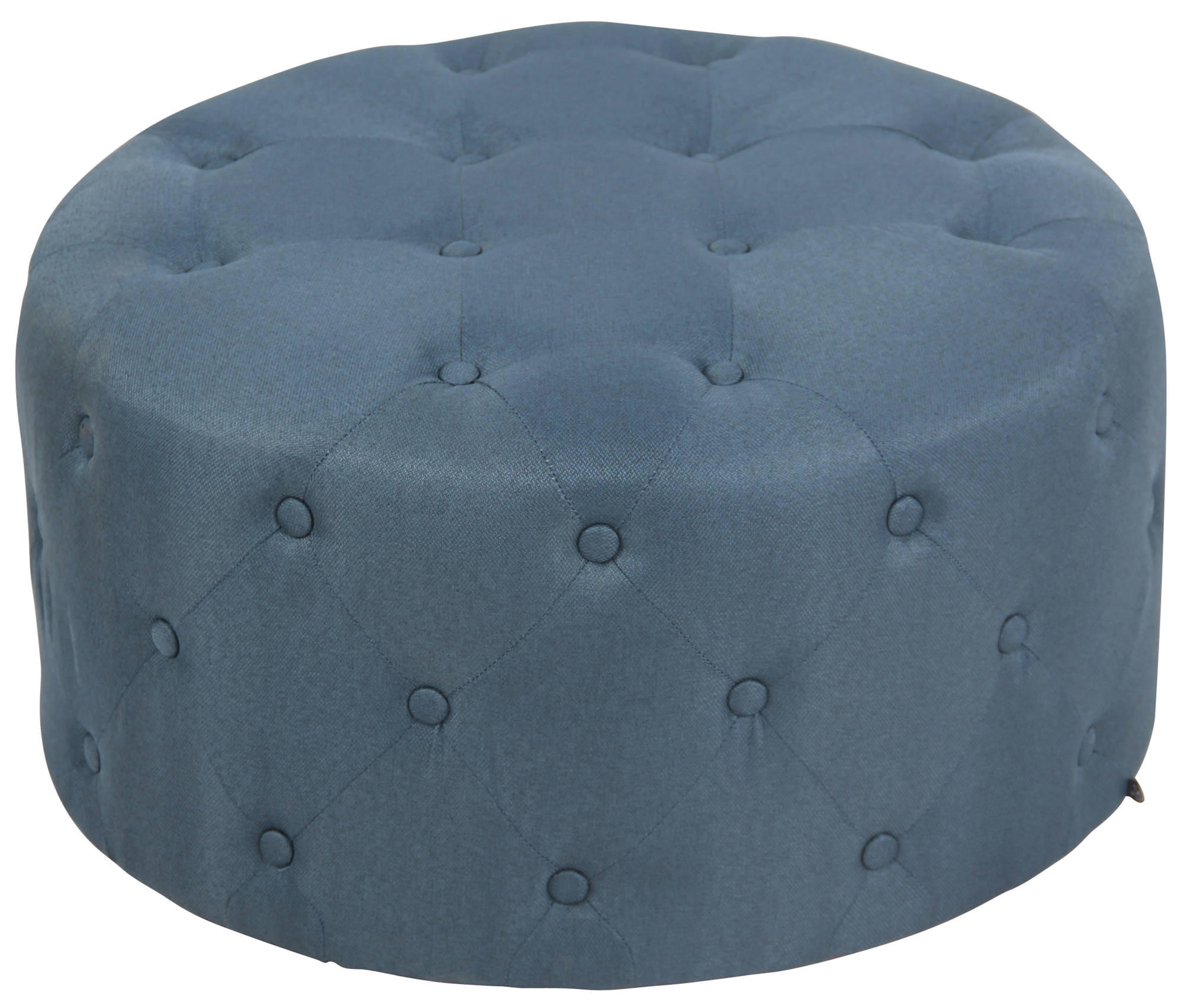 HOCKER rund Stoff blau - Blau/Eukalyptusholzfarben, Holz/Textil (70/37/70cm) - CLP