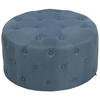 HOCKER rund Stoff blau - Blau/Eukalyptusholzfarben, Holz/Textil (70/37/70cm) - CLP