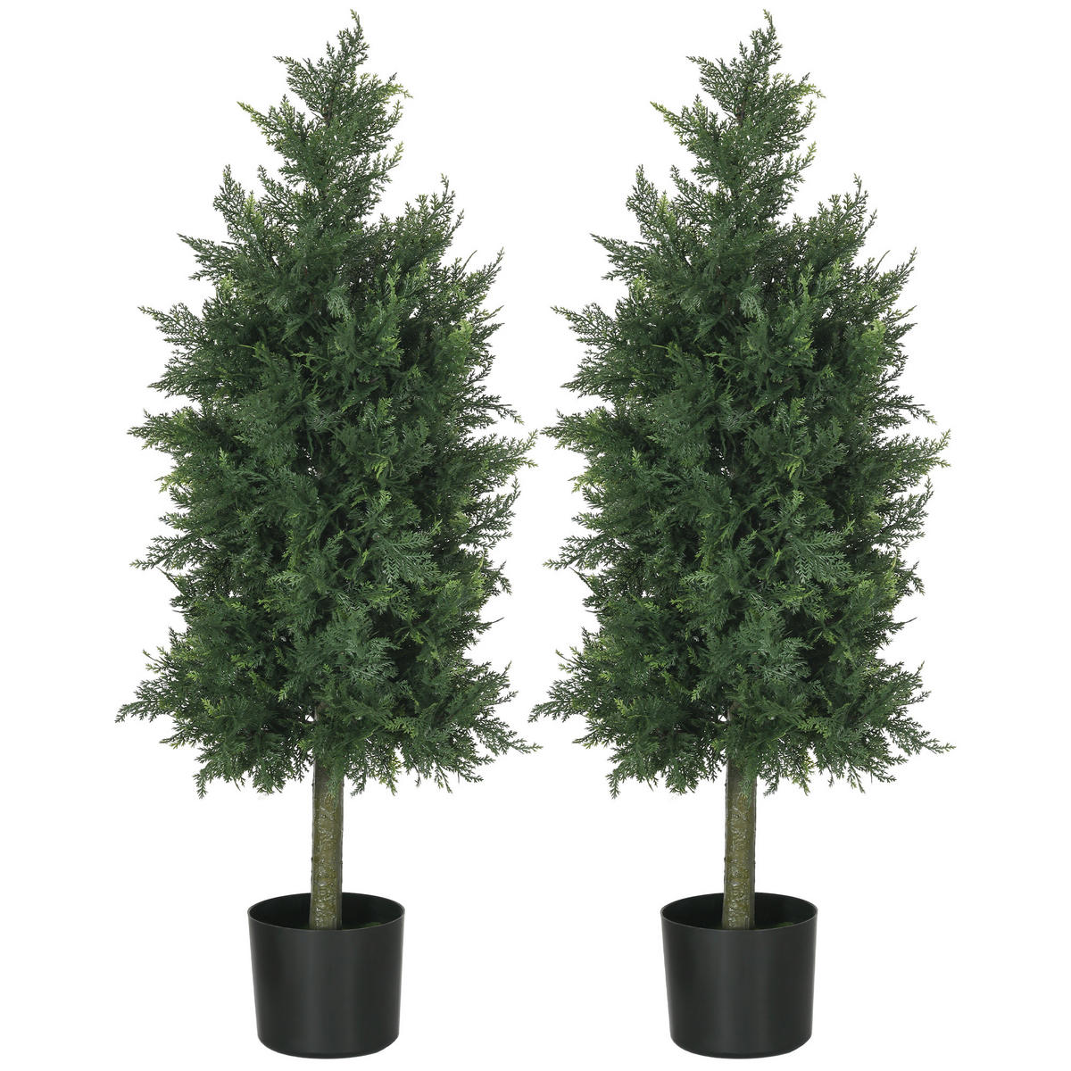 KUNSTPFLANZE 2er-Set DE-16642 90 cm, Conifère, UV-Schutz Grün - Grün, Kunststoff (90cm) - ComfortXL