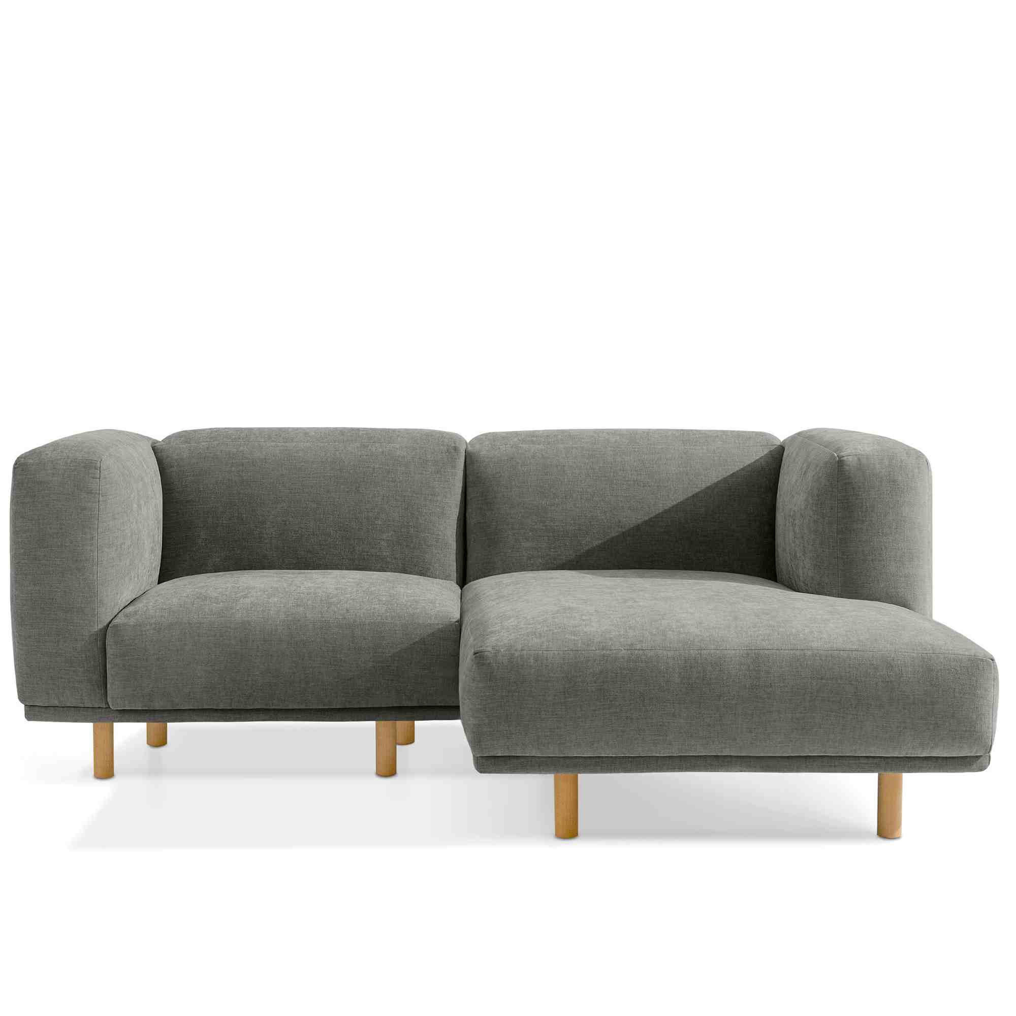 ECKSOFA-RECHTS FOSERO, Chenille-Stoff - Buchefarben/Grau, Holz/Holzwerkstoff (204/155cm) - KONSIMO®