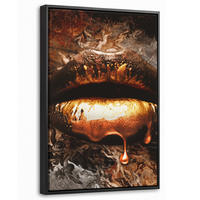 LEINWAND Bilder mit Rahmen - Gold - Lippen - Kunst - Gold - Luxus - Abstrakt - 40x60 - Kupferfarben, Textil (40/60cm) - MuchoWow