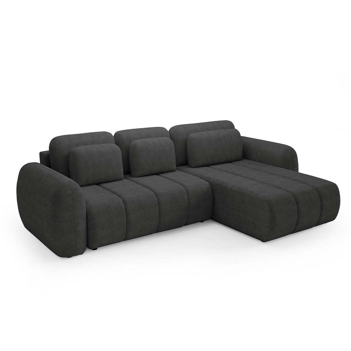 ECKSOFA Cesar 3 Sitzplätze Dunkelgrau - Grau, Holz (304/190cm) - Petits-meubles