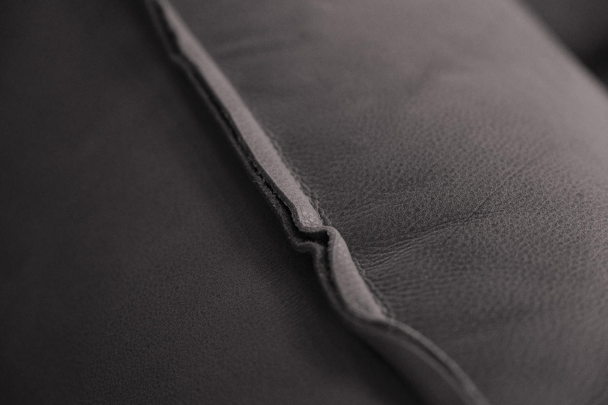 LEDERSOFA DAVITO Grau Leder - Schwarz/Grau, Leder/Kunststoff (280/88/108cm) - KAWOLA
