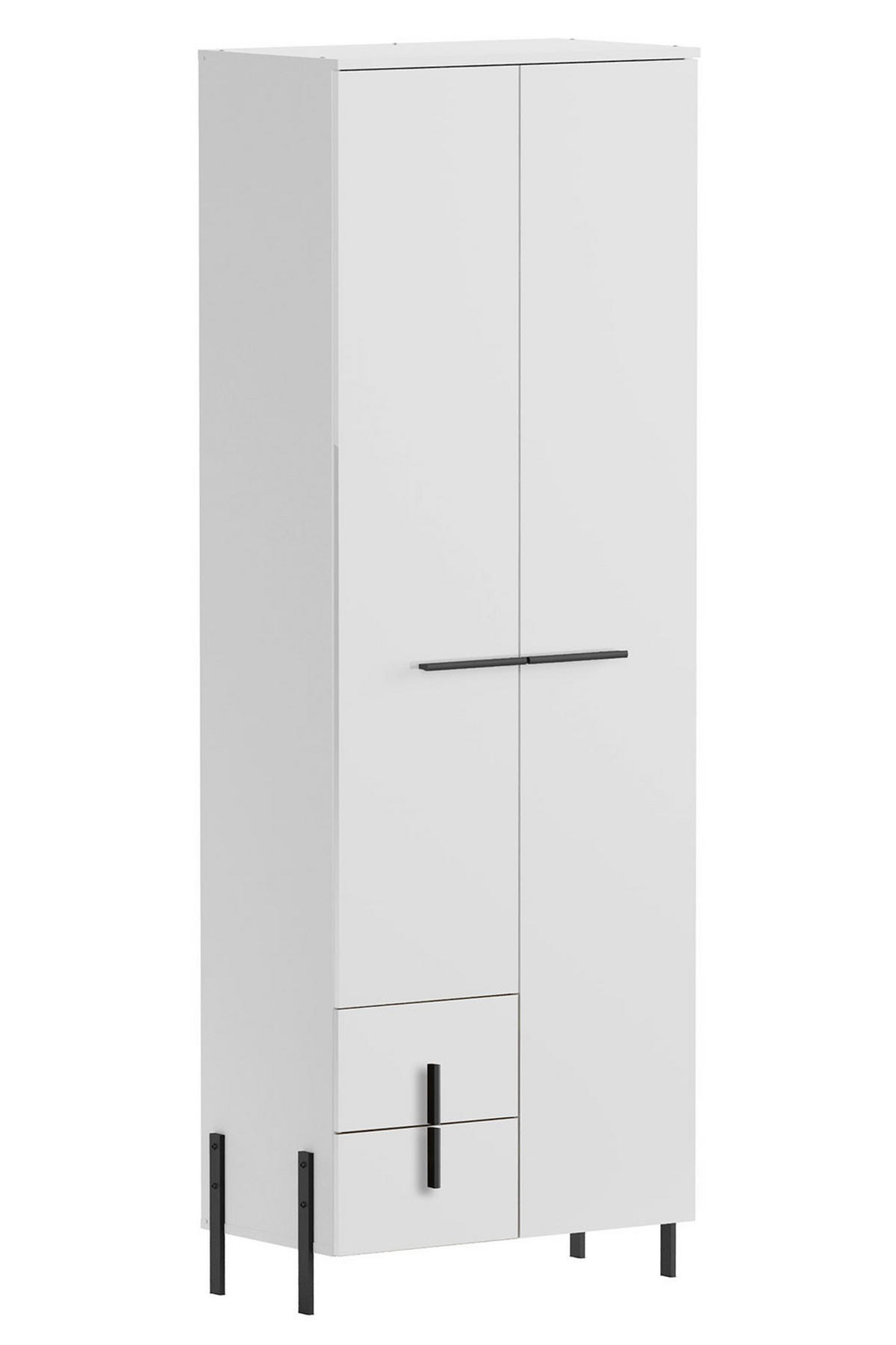GARDEROBENSCHRANK Vigo weiß / weiß Hochglanz 70 / 40 / 200cm - Weiß Hochglanz/Schwarz, Holz/Holzwerkstoff (70/200/40cm) - Feldmann-Wohnen