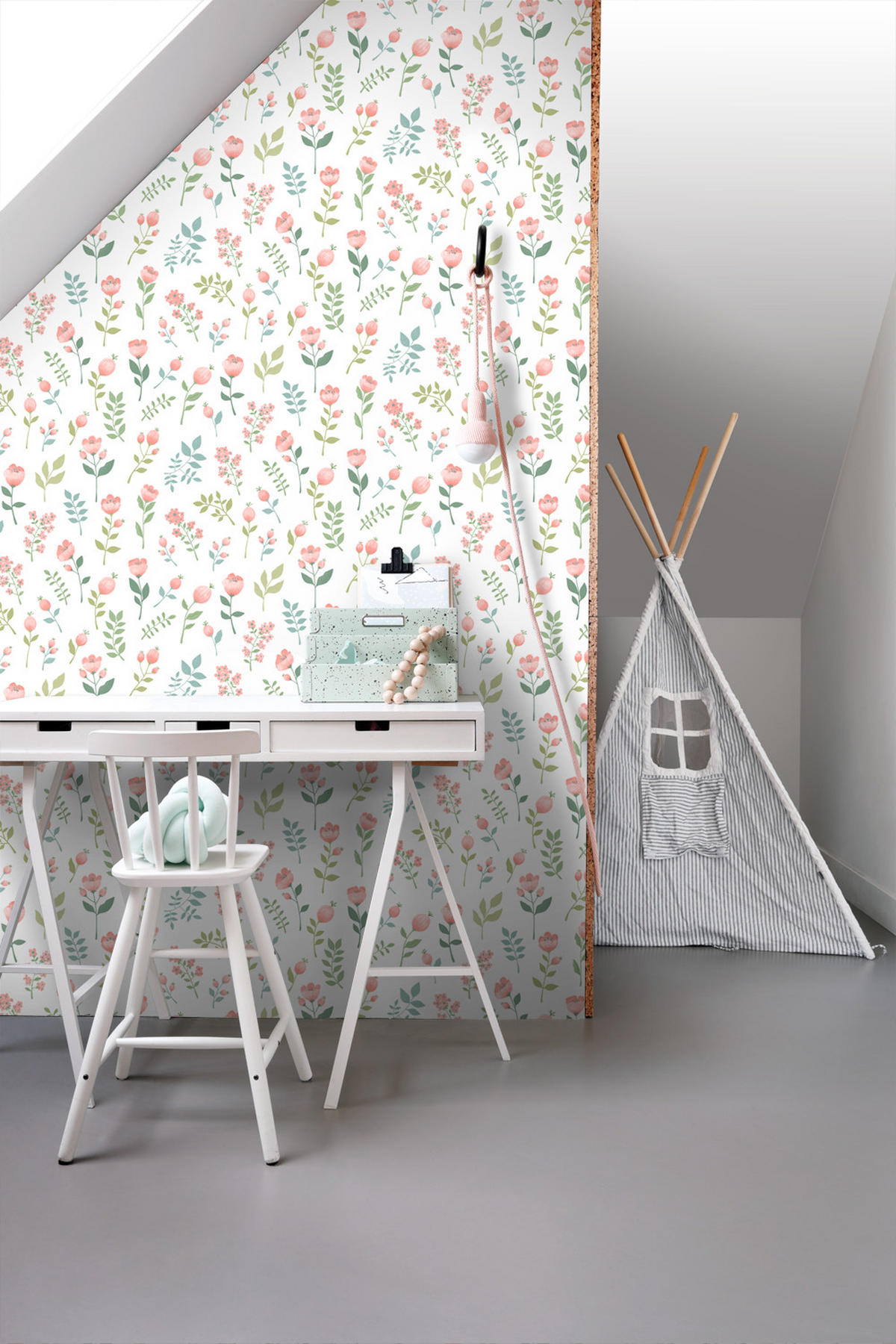 TAPETE Blumen 50 x 900 cm - Weiß, Papier (50/0.1cm) - ESTAhome