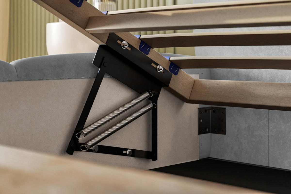 BETT 90x200 - Polsterbett mit Bettkasten und Holzrahmen - Modern Betten - Weicher Jasminstoff - Kollektion Zoya - Grau - Grau, Holz/Textil (90/200cm) - Alpi-Möbel