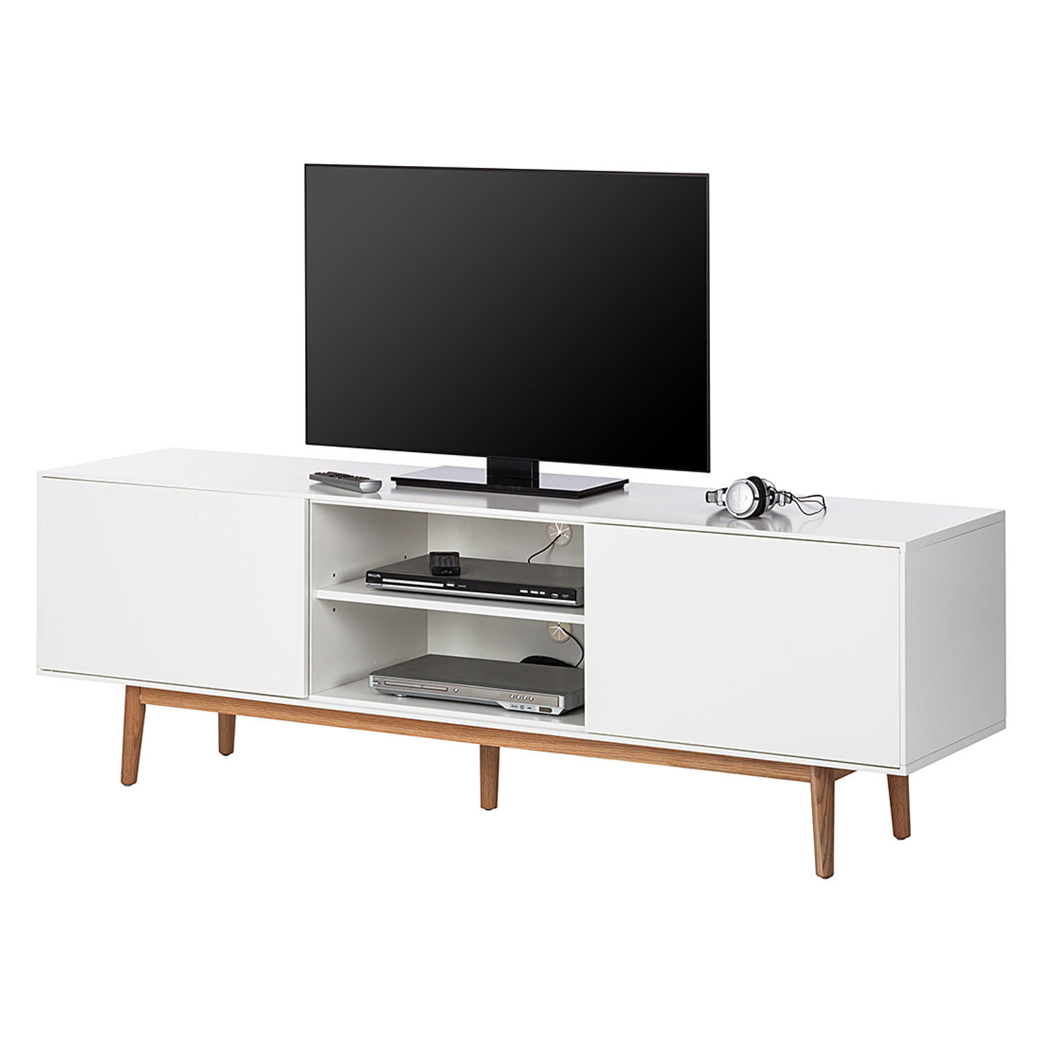 TV-LOWBOARD - Eichefarben/Weiß, Eichenholz/Holz (180/59/45cm) - home24