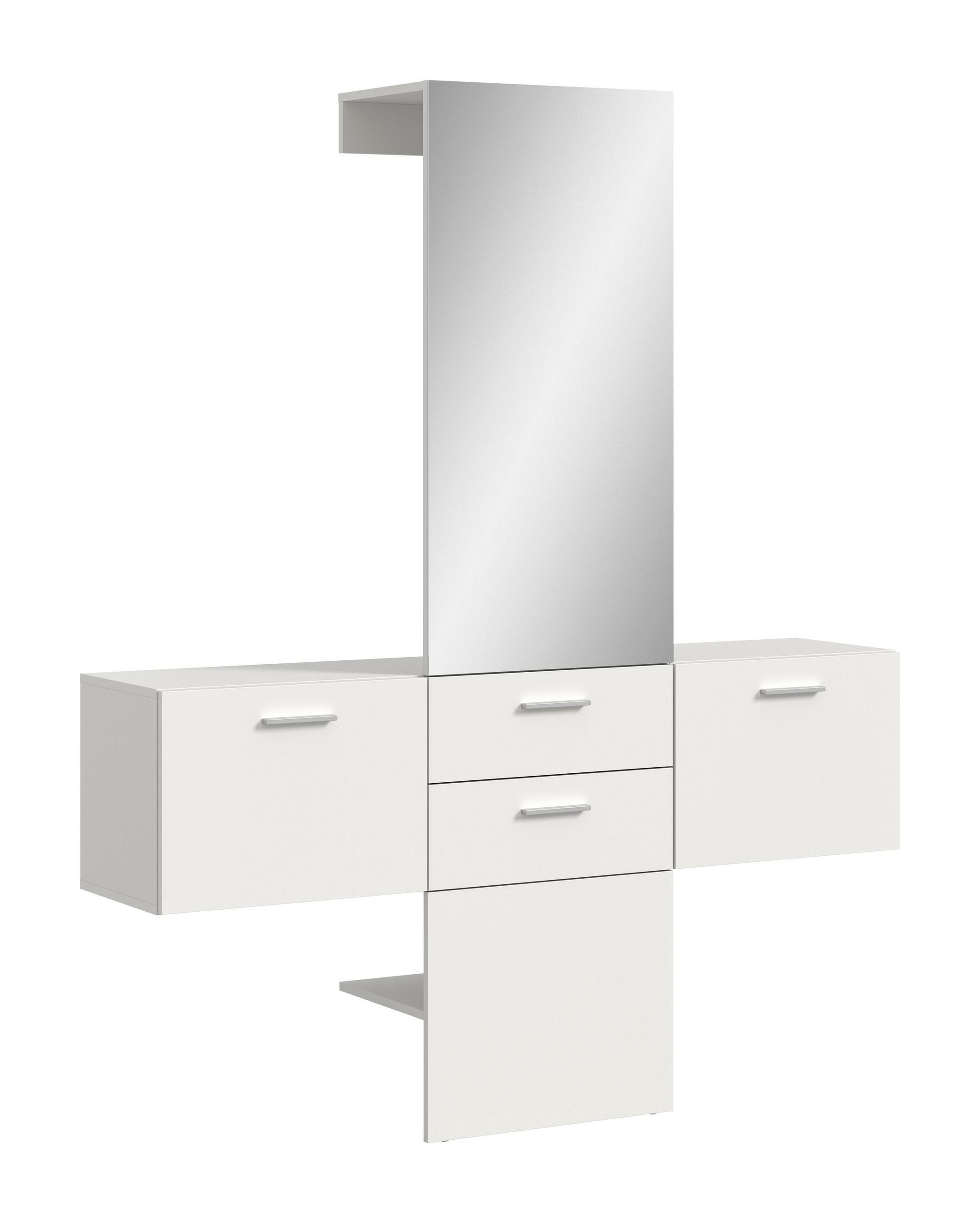 GARDEROBEN-SET VAGA 3-tlg. (B/H/T: ca. 156/190/36 cm) in weiß/weiß - Weiß, Holzwerkstoff (156/190/36cm)