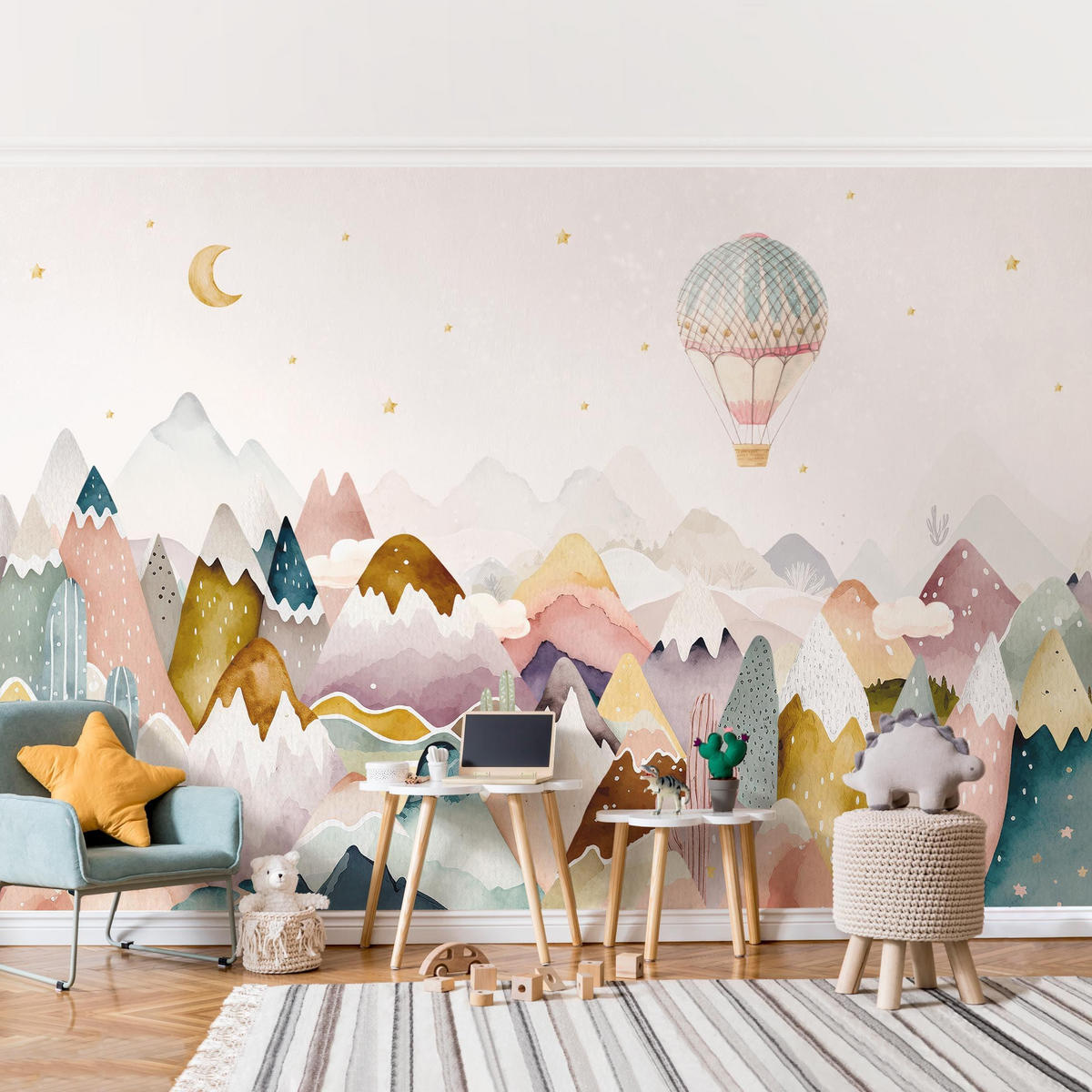 FOTOTAPETE Boho Berglandschaft 384/255 cm - Multicolor, Papier (384/255cm) - Bilderwelten