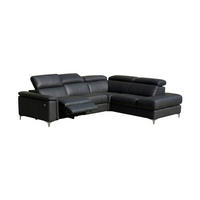ECKSOFA Avenger Echtleder mit 1 x Relaxfunktion Schwarz - Schwarz, Leder/Metall (271/81/224cm)